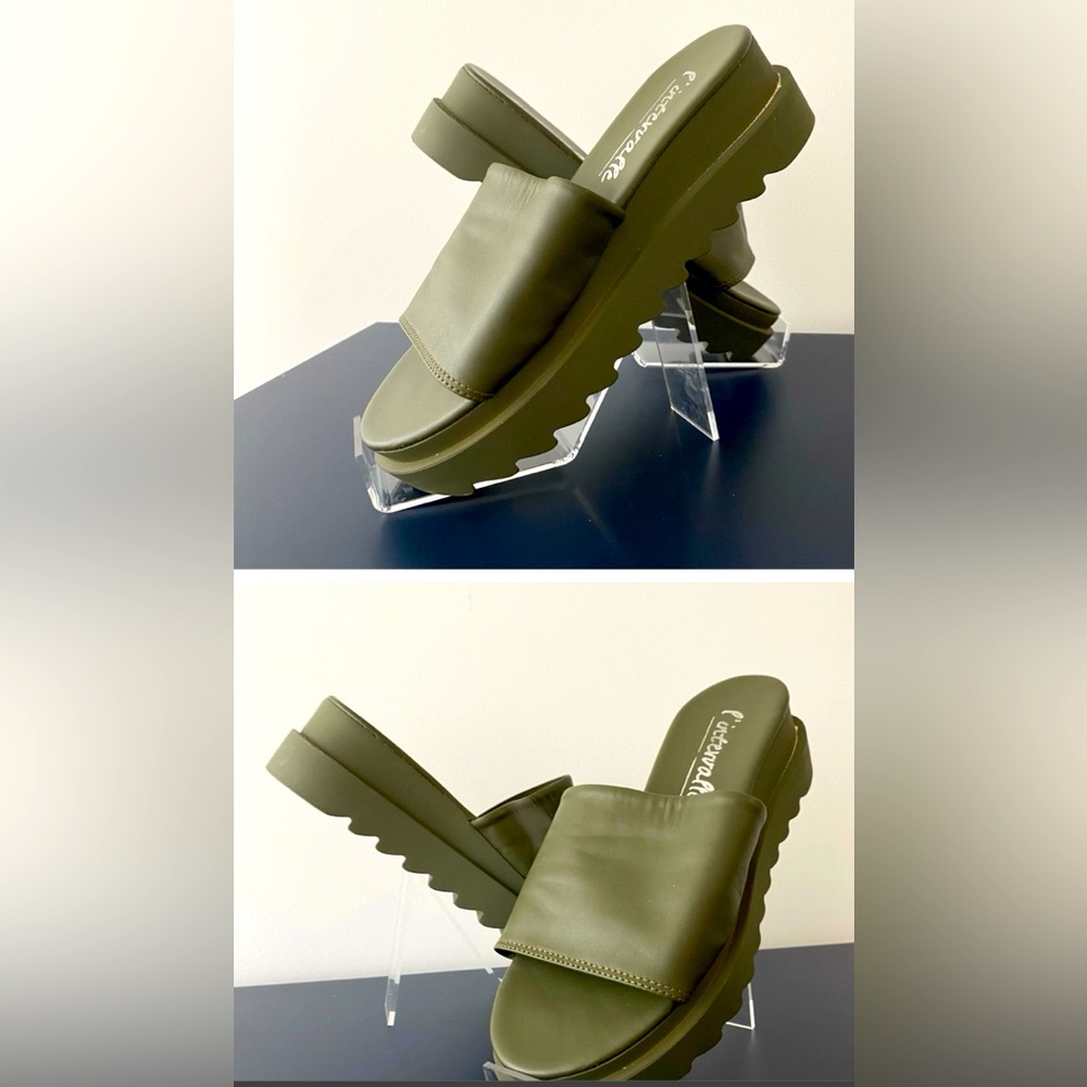 L’INTERVALLE | Leather Platform Slides